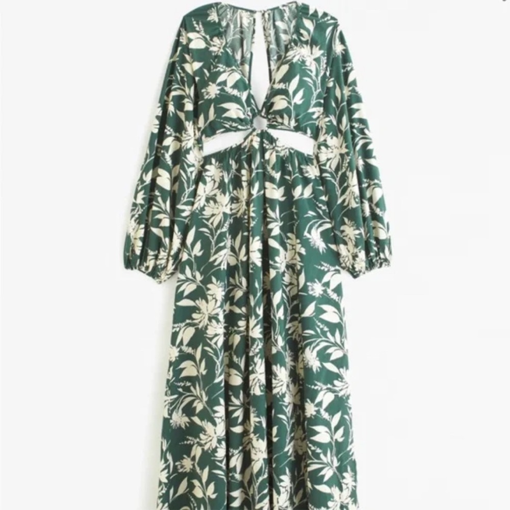A&F Long-Sleeve Plunge Cutout Maxi Dress